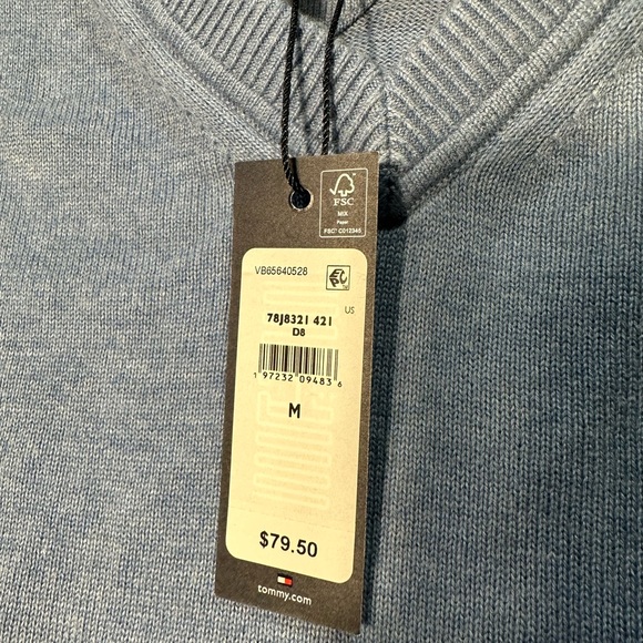 NWT Tommy Hilfiger Essential Cotton V-neck Sweater Size Medium - Picture 6 of 7
